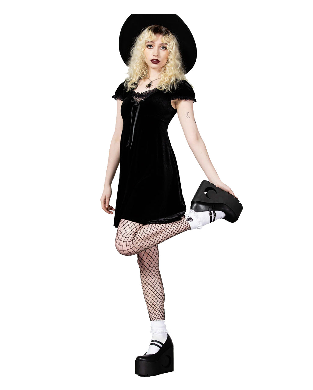 Heather Babydoll Kleid Schwarz KILLSTAR