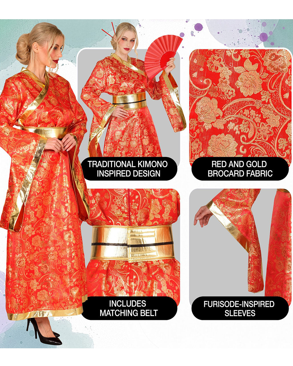 Kimono Kostümkleid mit Gürtel