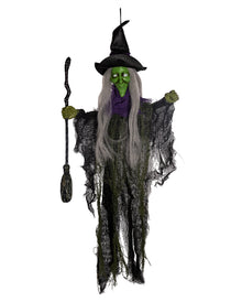 Klassische Walpurgisnacht Hexe mit Besen Hängefigur 60cm