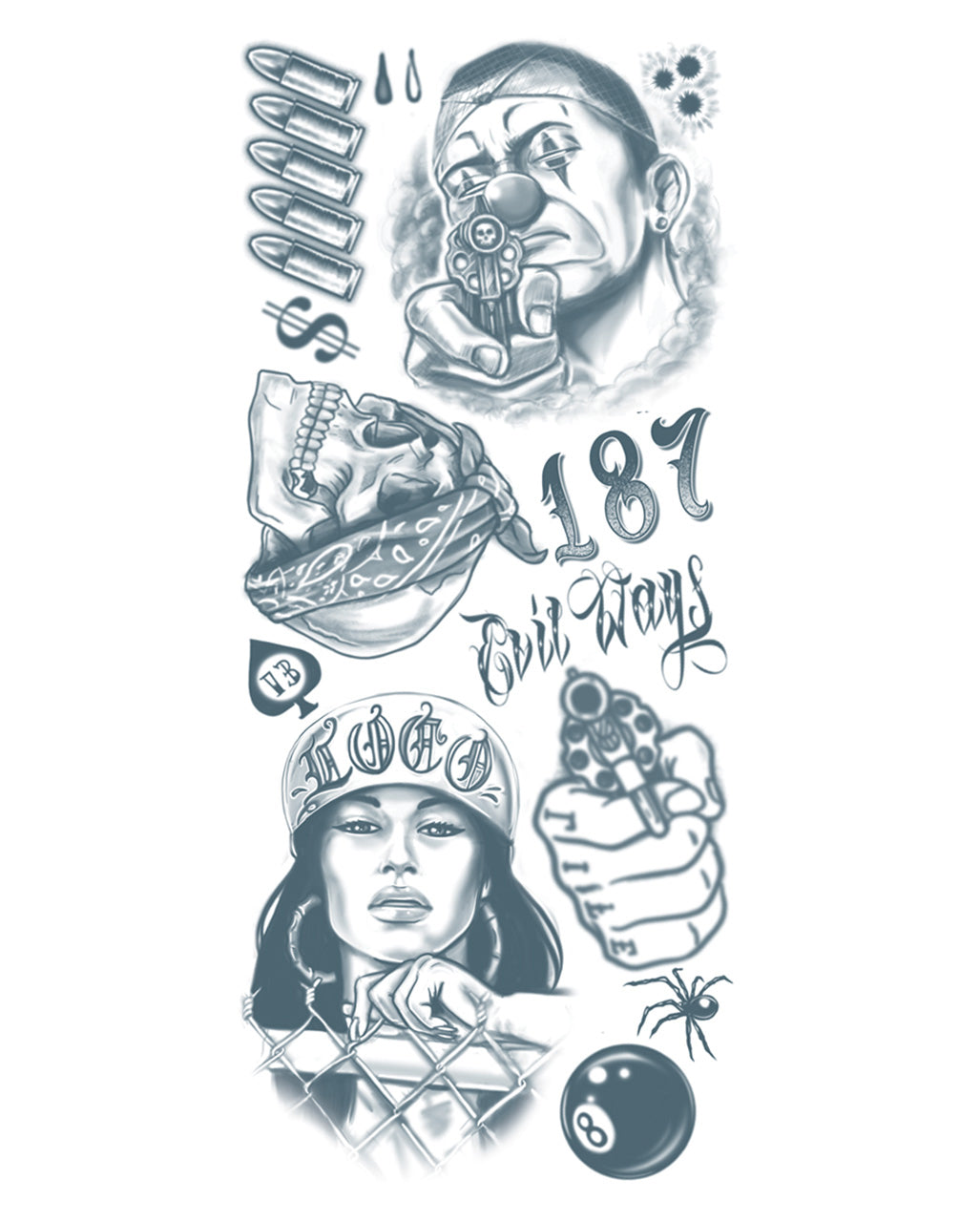 Gangster Tattoos zum Aufkleben