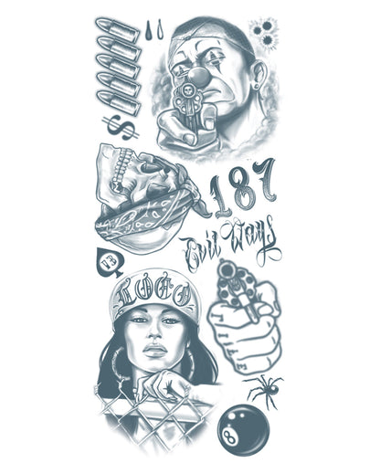 Gangster Tattoos zum Aufkleben