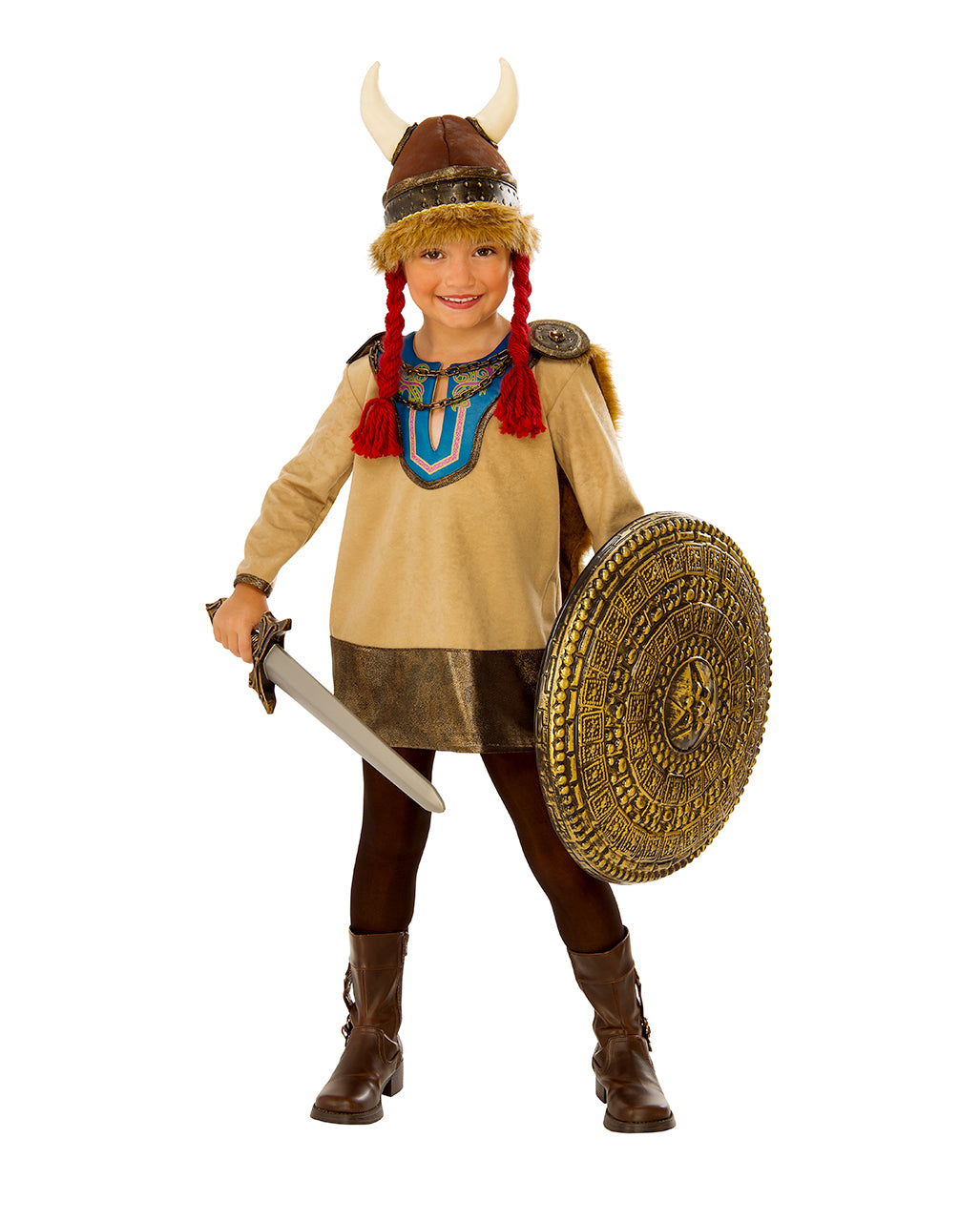 Kleine Vikinger Kriegerin Kostüm für Kinder