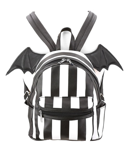 Gestreifter Mini-Rucksack mit Fledermausflügel