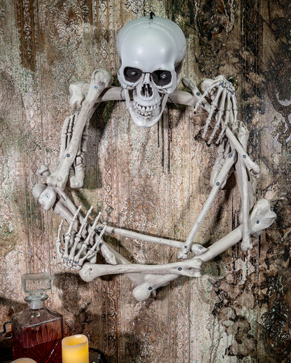 Totenkopf & Knochen Türkranz mit LED Augen 65cm