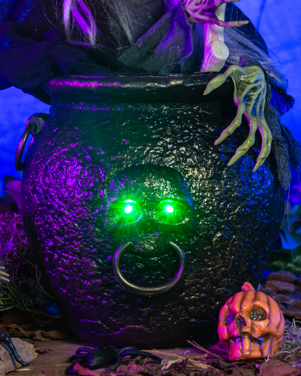 Kochende Waldhexe mit großem Kessel Sound & Light 47cm