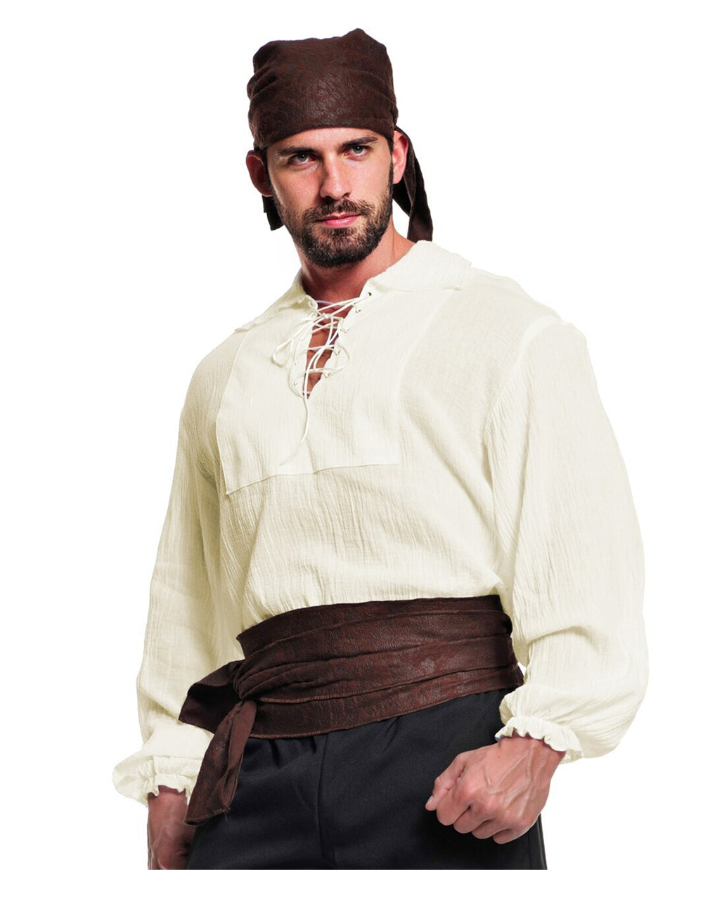 Piratenhemd Herren im Leinenlook mit Schnürung
