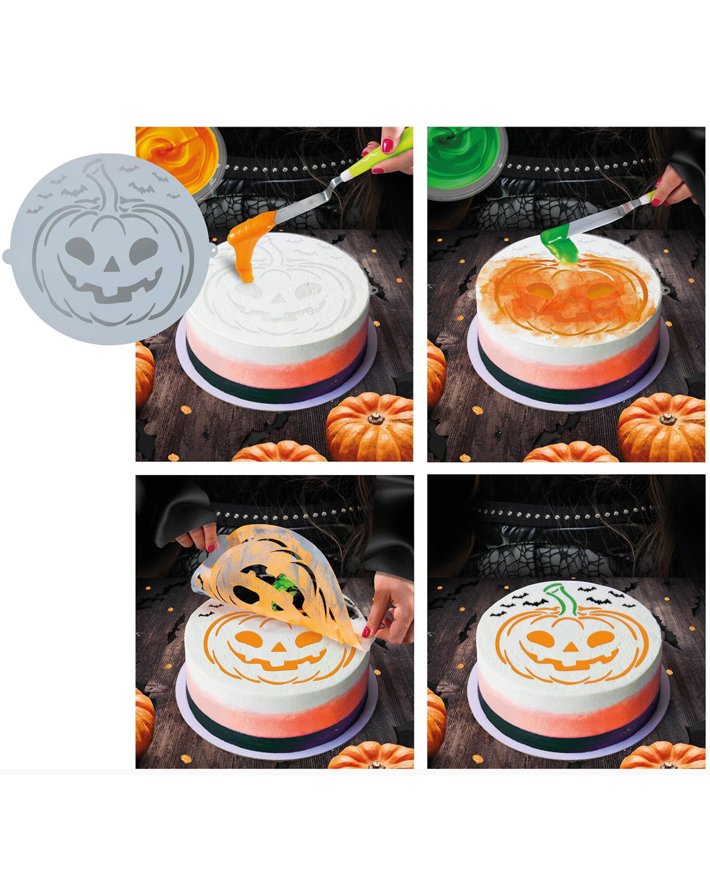 Halloween Kürbis Schablone für Torten & Kuchen 25cm