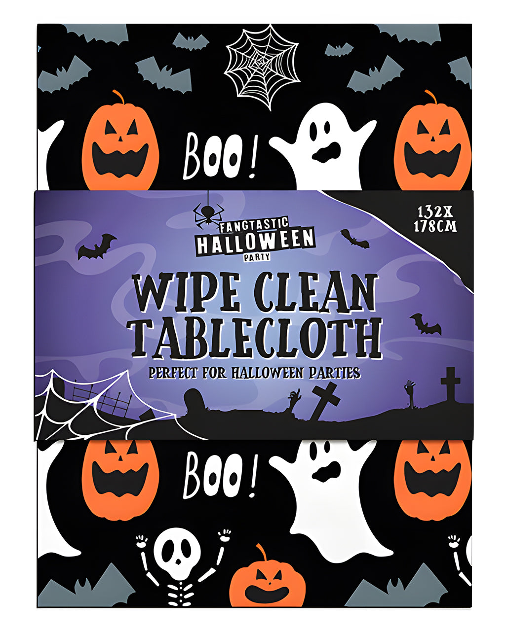 Pumpkin Ghost & Skeleton Halloween Tablecloth 132x178cm
