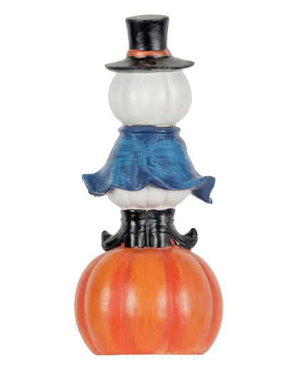 Kürbis Gentleman auf Halloween Kürbis Figur mit LED 19cm