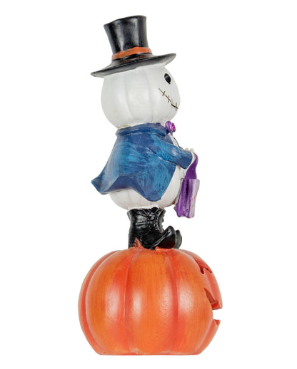 Kürbis Gentleman auf Halloween Kürbis Figur mit LED 19cm