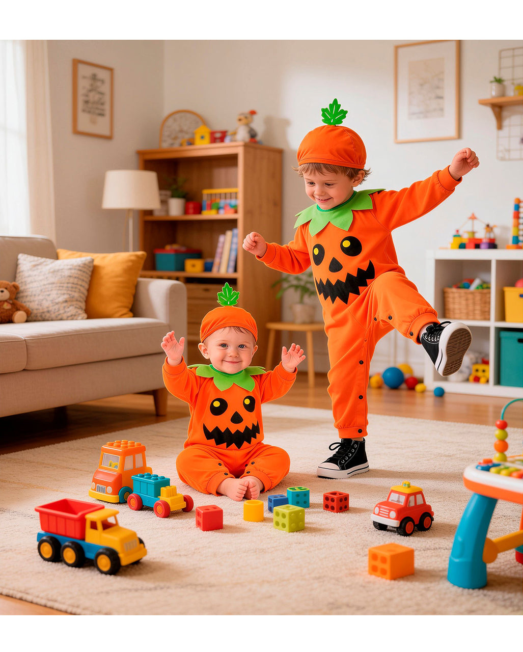 Pumpkin Onesie Toddler Costume with Hat