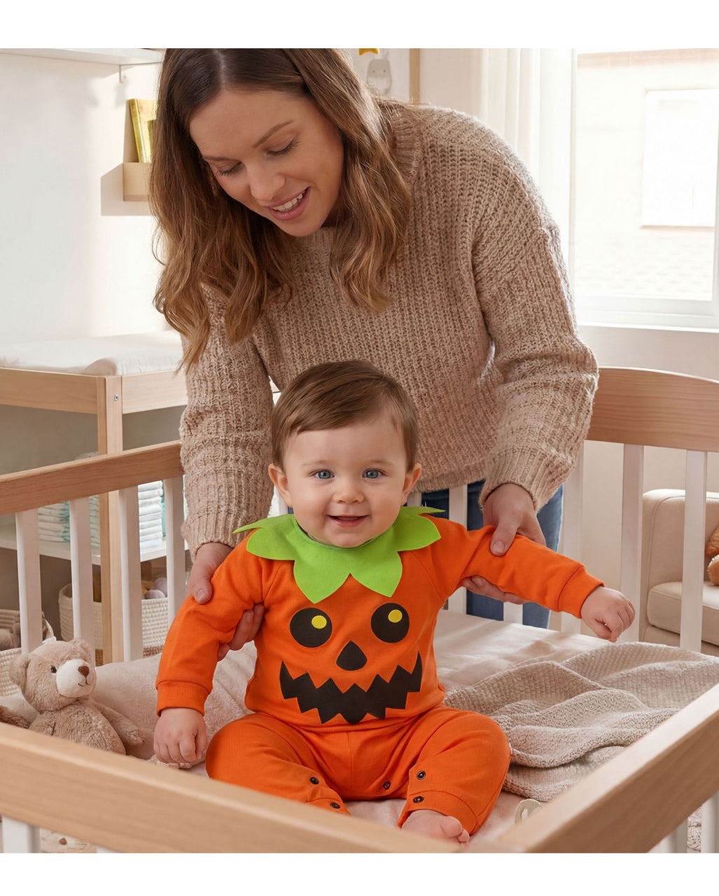 Pumpkin Onesie Toddler Costume with Hat