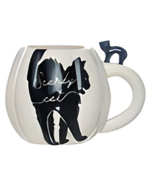Weiße Kürbis Tasse mit schwarzer Katze