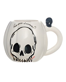 Weiße Kürbis Tasse mit Totenkopf Motiv