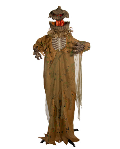 Kürbisgeist Vogelscheuche mit Schreckeffekt, Licht & Ton 170cm