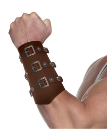 Braune Gladiator Armschienen aus Kunstleder mit Schnallen