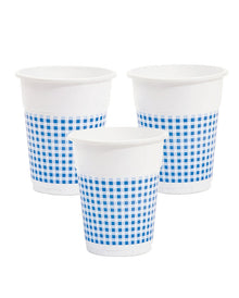 25 Weiß/Blaue Trinkbecher 350ml