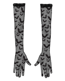 Long Black Batwing Lace Gloves