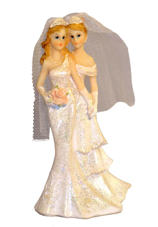 Lesbisches Hochzeitspaar als Torten-Dekoration 16,5 cm