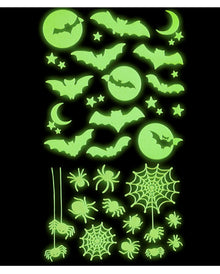 Leuchtende "Fledermäuse & Spinnen" Halloween Sticker