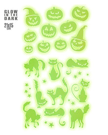 Leuchtende "Kürbisse & Katzen" Halloween Sticker