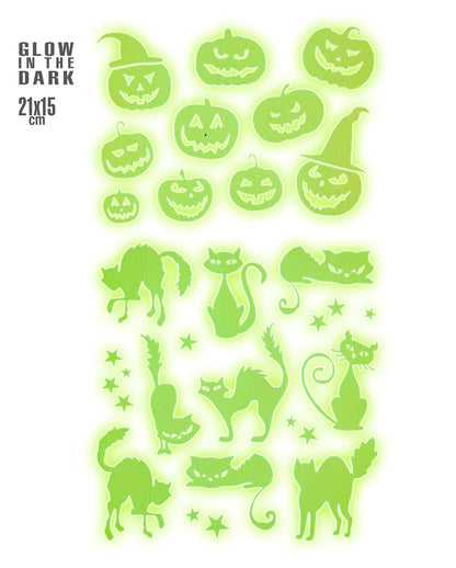 Leuchtende "Kürbisse & Katzen" Halloween Sticker