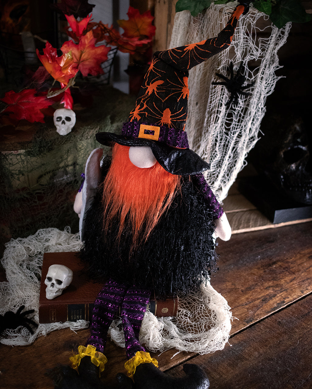 Leuchtender Halloween Zwerg Kantenhocker mit Geist 75cm