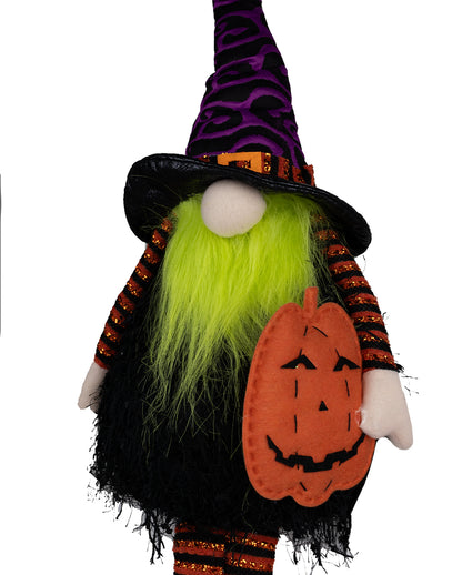Leuchtender Halloween Zwerg Kantenhocker mit Kürbis 75cm