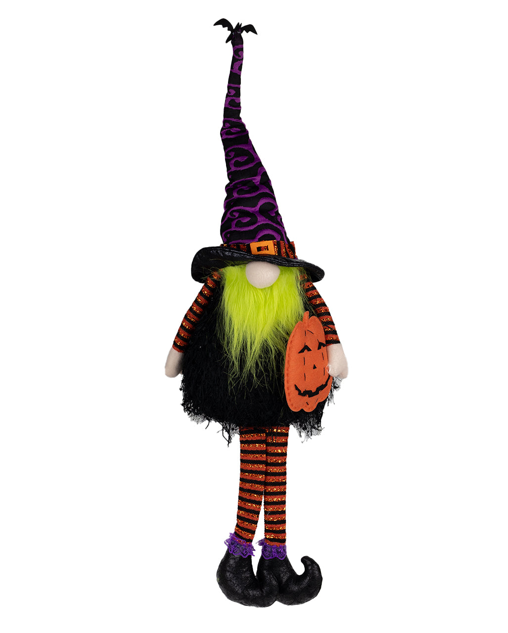 Leuchtender Halloween Zwerg Kantenhocker mit Kürbis 75cm