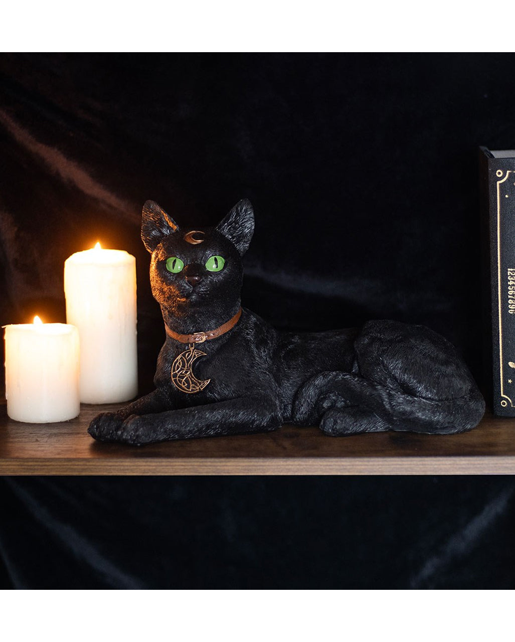 Reclining Cat With Crescent Moon 30cm