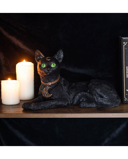 Reclining Cat With Crescent Moon 30cm