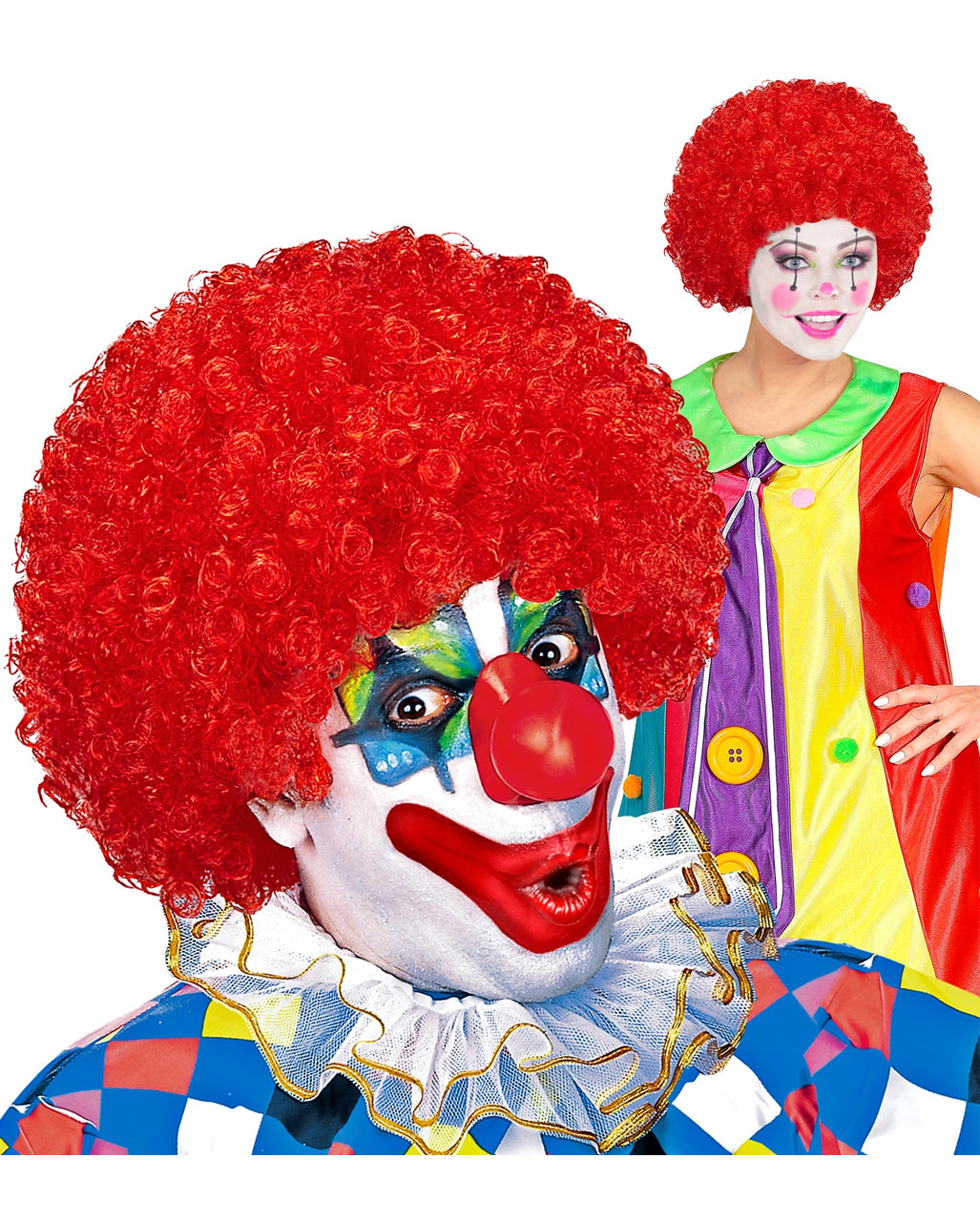 Rote Clown Lockenperücke