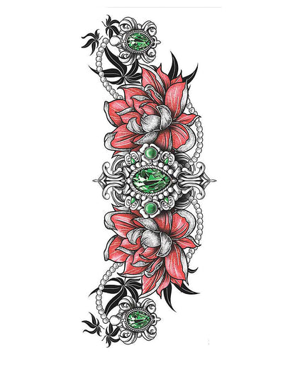 Lotus Blüte & Smaragd Schlüsselbein Klebetattoo