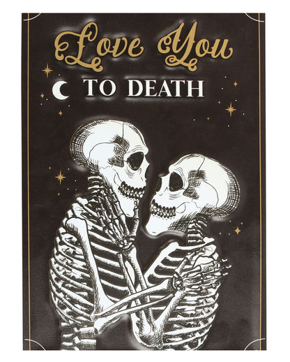 "Love You To Death" Skelett Liebespaar Metallschild 30x20cm