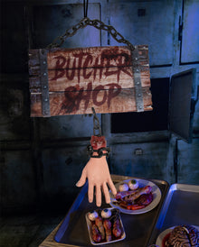 Metzgerei-Schild mit Kette & Hand 60cm