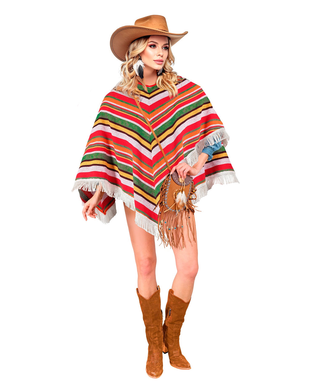 Mexican Poncho With Fringes