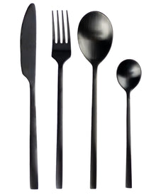 Matt Schwarzes Besteck Set - Midnight Black 4-tlg.