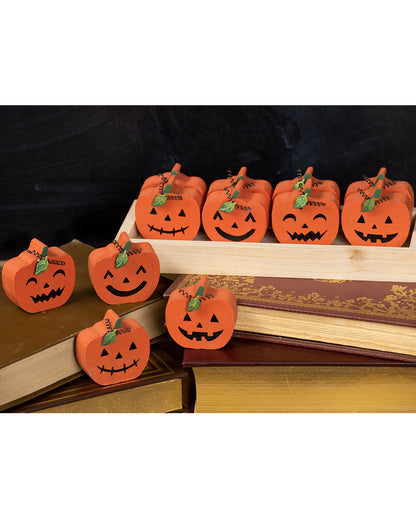 Kleine Holz Dekofigur Halloween Kürbis 3cm