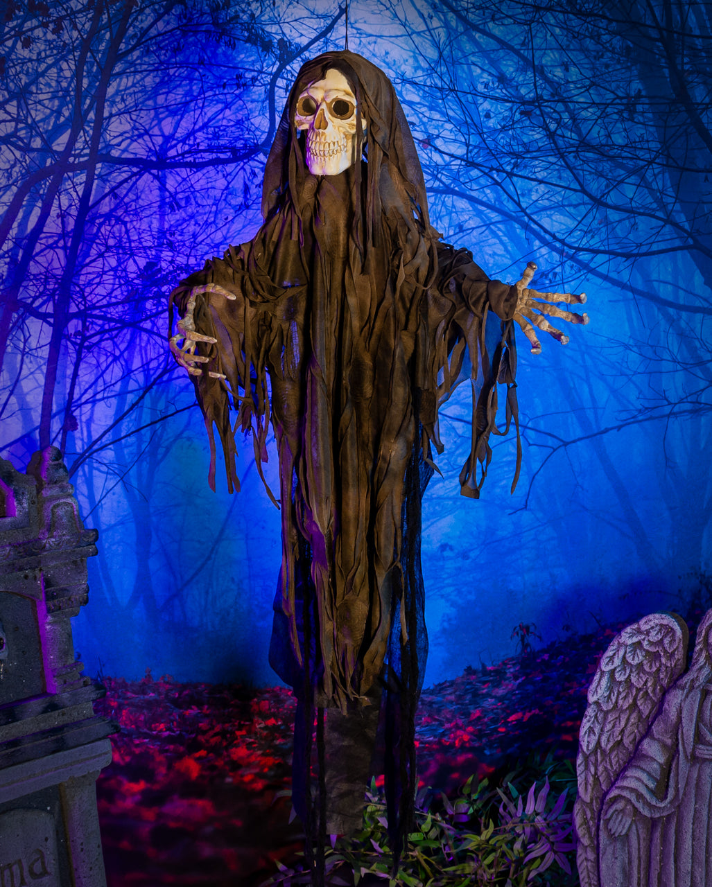 Vermoderter Fetzenreaper mit Sound, Licht & Bewegung 100cm