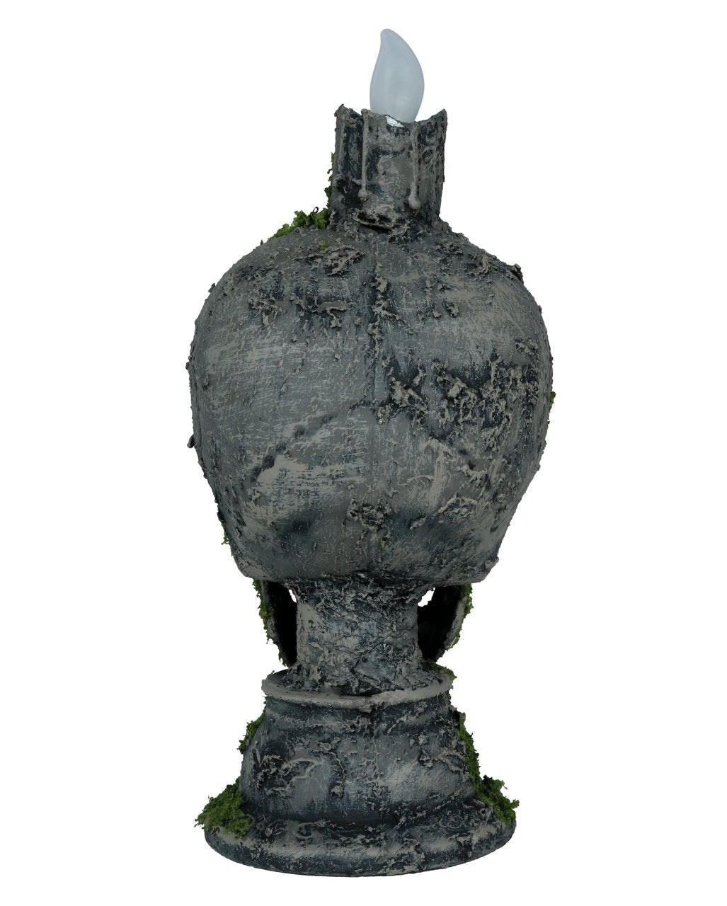 Moosbewachsener Totenkopf mit Kerzenlicht 35cm