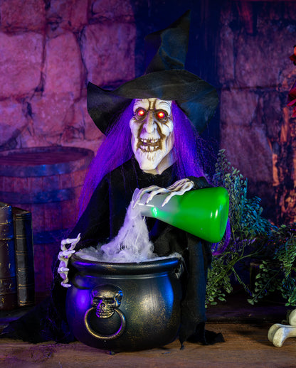 Morgatha die Zaubertrank Hexe Halloween Animatronic 40cm