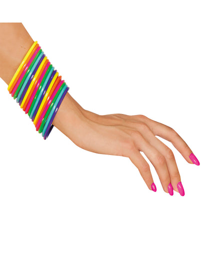 80er Jahre Neon Color Armreifen 18 St.