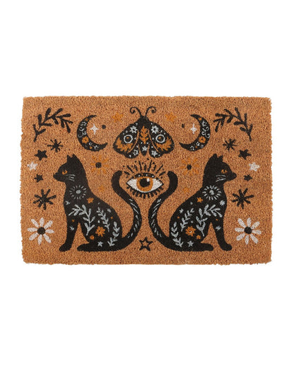 Mystic Cat Doormat Made of Coconut Fiber, 60 cm