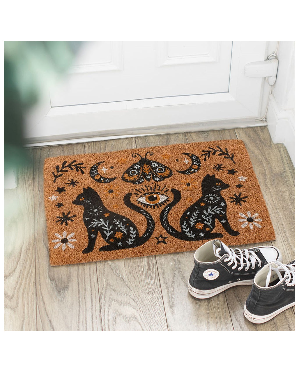 Mystic Cat Doormat Made of Coconut Fiber, 60 cm