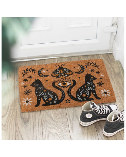 Mystic Cat Doormat Made of Coconut Fiber, 60 cm