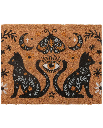 Mystic Cat Doormat Made of Coconut Fiber, 60 cm