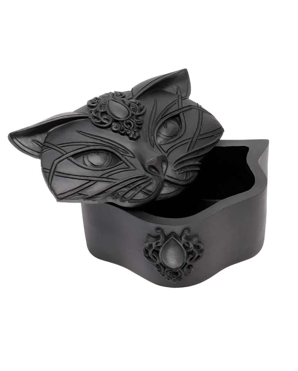 Schwarze Schatulle mit heiliger Katze 10,5cm