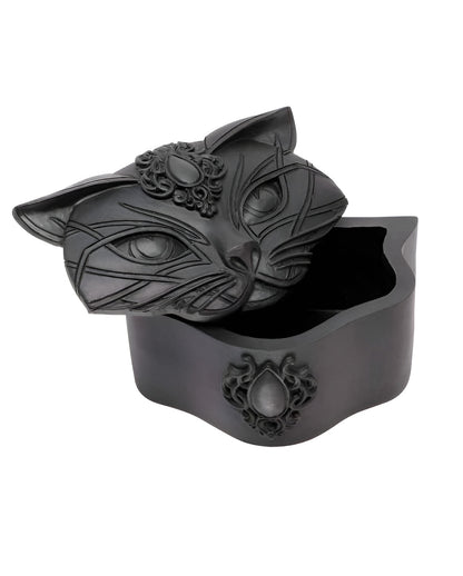 Schwarze Schatulle mit heiliger Katze 10,5cm