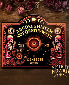 Geheimnisvolles Ouija-Geisterbrett mit Skelett- & Pflanzenmotiv