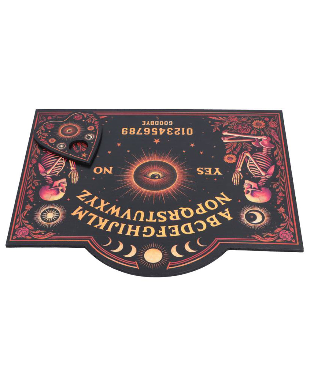 Mysterious Ouija Board with Skeleton & Floral Accents